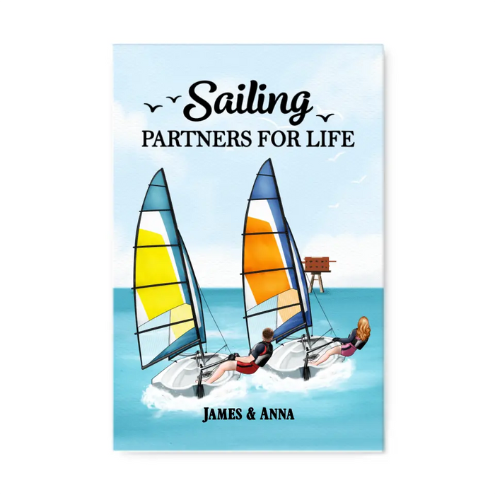 Sailing Partners For Life - Personalized Canvas For Couples, For Him, Her, Sailing, Beach