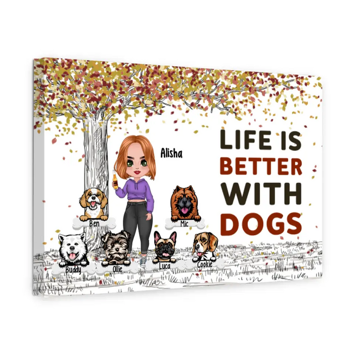 Up To 6 Dogs Just A Girl Who Loves Dogs - Personalized Canvas For Her, Dog Mom, Dog Lovers