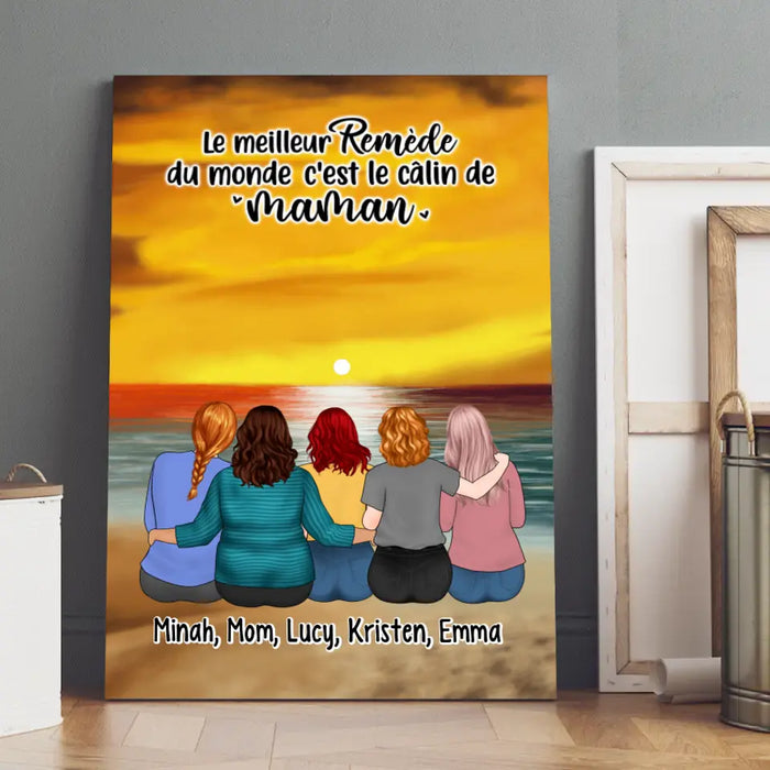 Le Meilleur Remède Du Monde C'est Le Câlin De Maman - Personalized Canvas For Mom, Daughters, Mother's Day