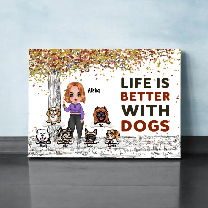 Up To 6 Dogs Just A Girl Who Loves Dogs - Personalized Canvas For Her, Dog Mom, Dog Lovers