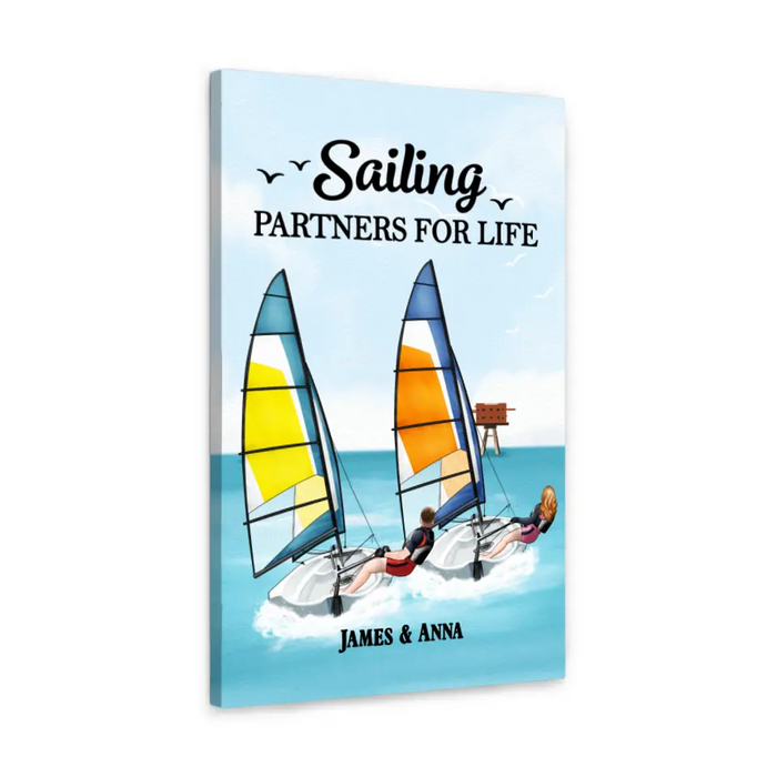 Sailing Partners For Life - Personalized Canvas For Couples, For Him, Her, Sailing, Beach