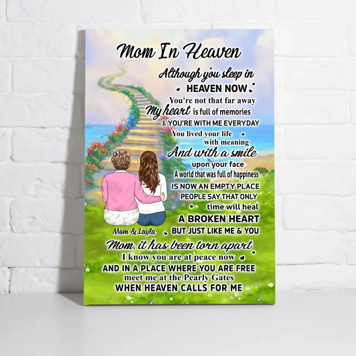 Mom In Heaven Although You Sleep In Heaven Now - Personalized Canvas For Mom, Memorial