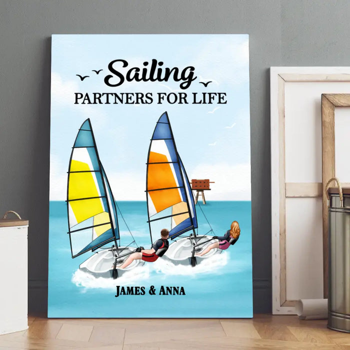 Sailing Partners For Life - Personalized Canvas For Couples, For Him, Her, Sailing, Beach