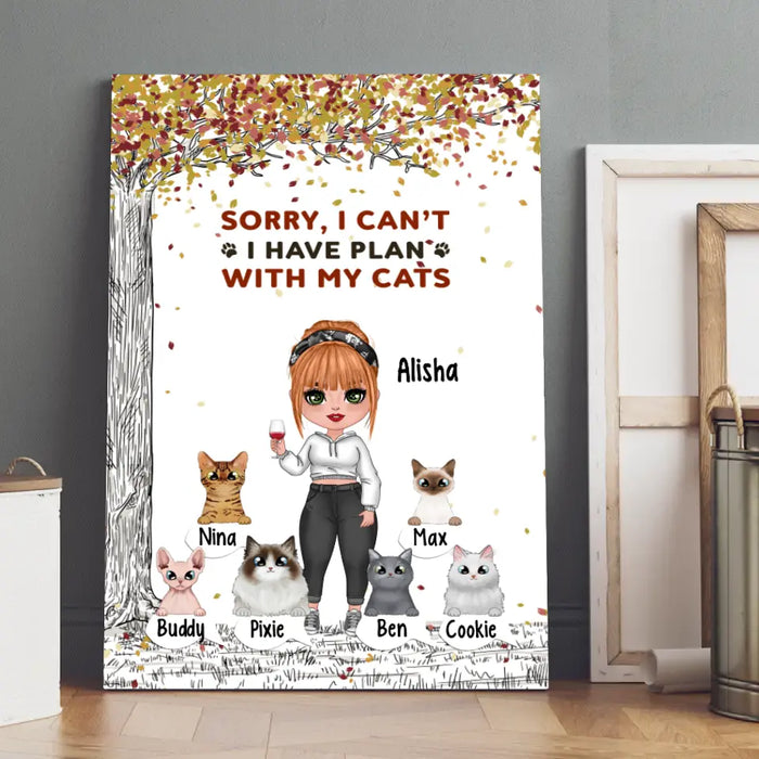 Up To 6 Cats Just A Girl Who Loves Cats - Personalized Canvas For Her, Cat Mom, Cat Lovers