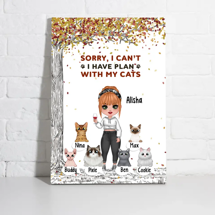 Up To 6 Cats Just A Girl Who Loves Cats - Personalized Canvas For Her, Cat Mom, Cat Lovers