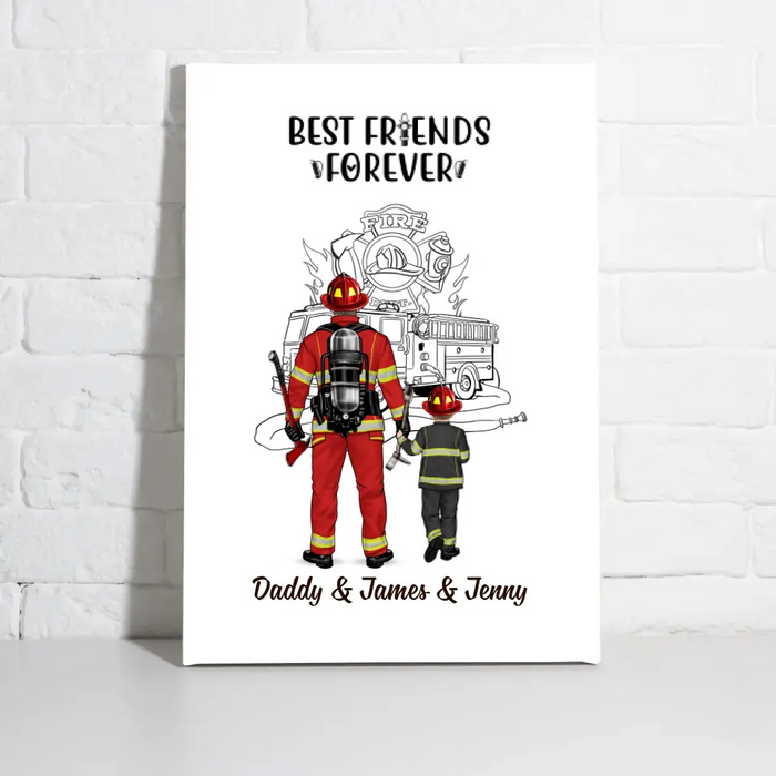 Best Friends Forever - Personalized Gifts Custom Firefighter Canvas for Mom and Dad, Firefighter Gifts