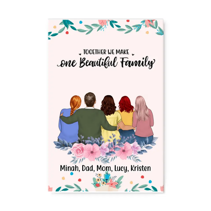 Together We Make One Beautiful Family - Personalized Gifts Custom Canvas for Family for Mom