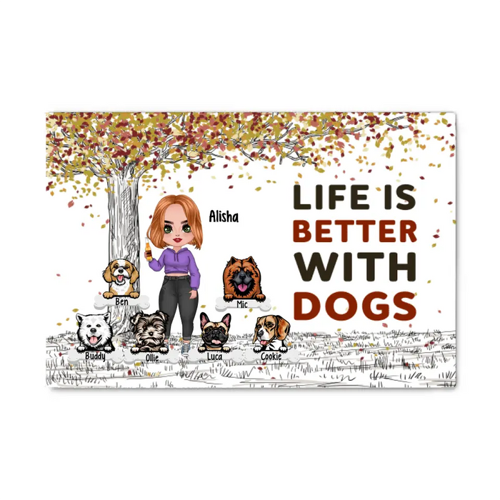 Up To 6 Dogs Just A Girl Who Loves Dogs - Personalized Canvas For Her, Dog Mom, Dog Lovers