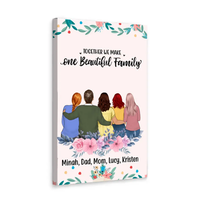 Together We Make One Beautiful Family - Personalized Gifts Custom Canvas for Family for Mom