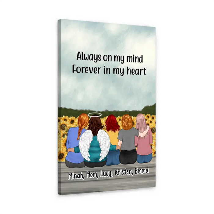 Always On My Mind Forever In My Heart - Personalized Canvas For Mom, Daughters, Mother's Day