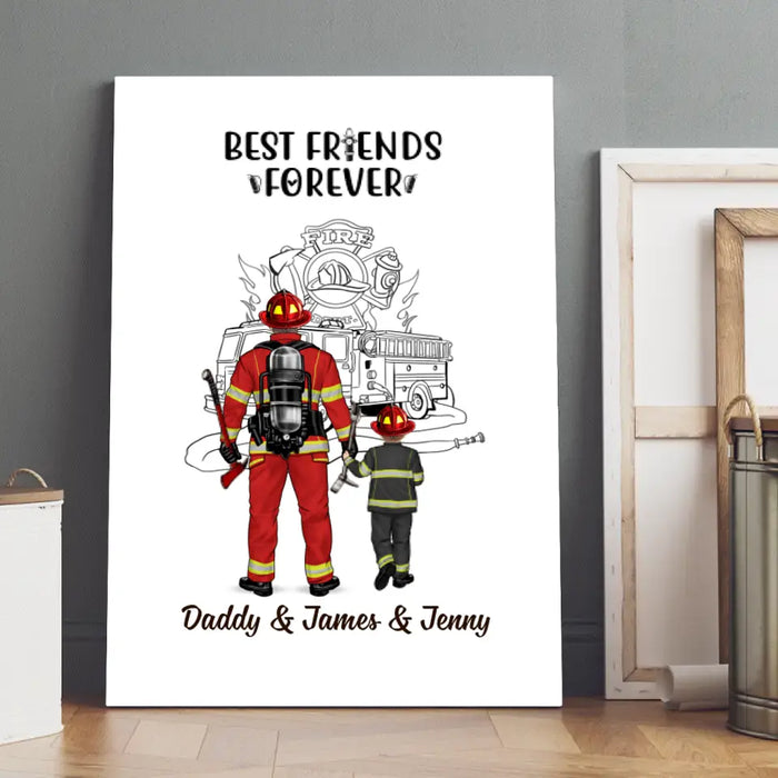 Best Friends Forever - Personalized Gifts Custom Firefighter Canvas for Mom and Dad, Firefighter Gifts