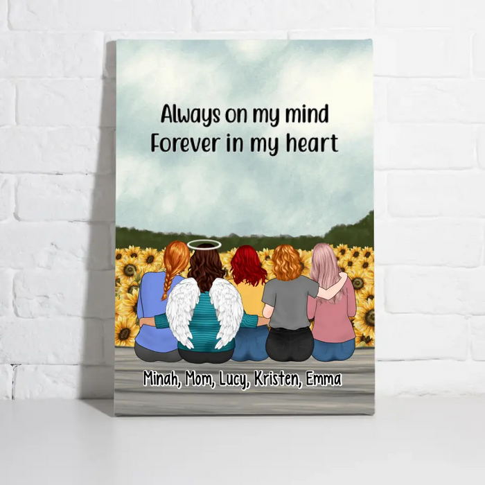 Always On My Mind Forever In My Heart - Personalized Canvas For Mom, Daughters, Mother's Day