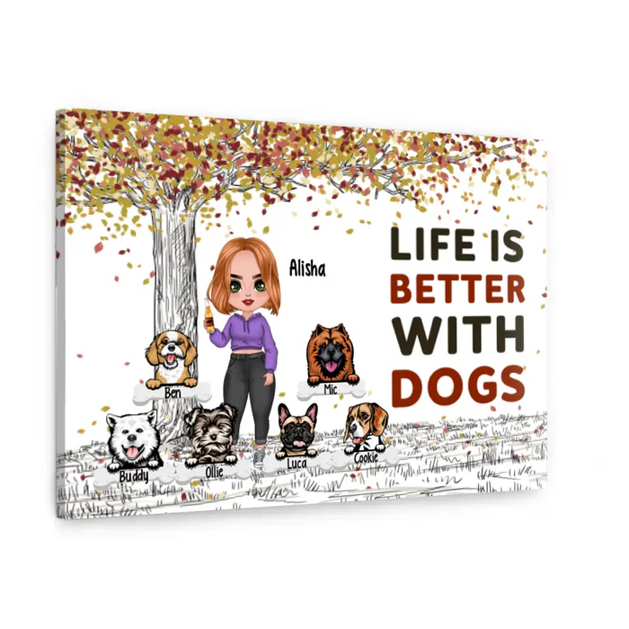 Up To 6 Dogs Just A Girl Who Loves Dogs - Personalized Canvas For Her, Dog Mom, Dog Lovers