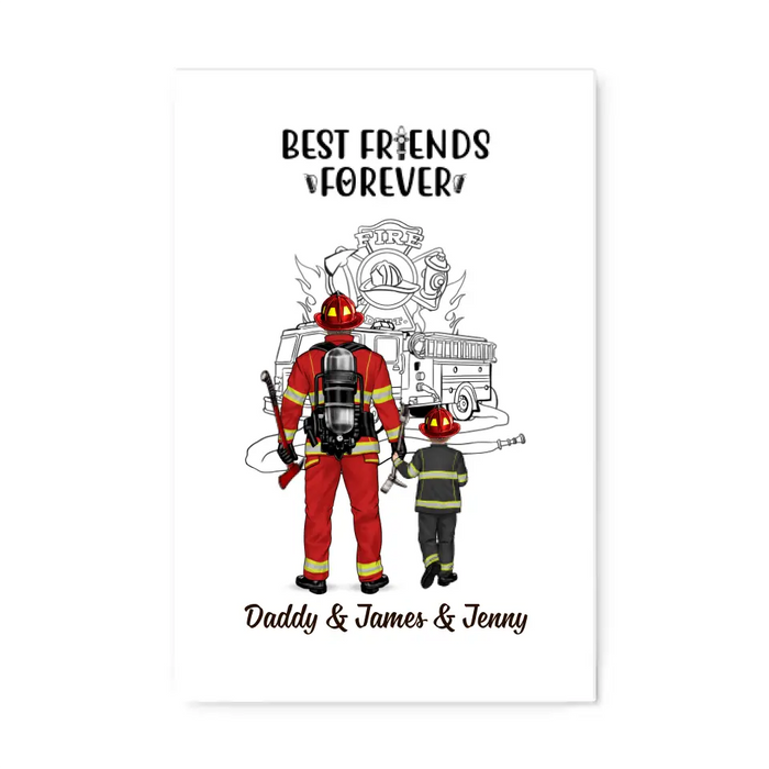 Best Friends Forever - Personalized Gifts Custom Firefighter Canvas for Mom and Dad, Firefighter Gifts