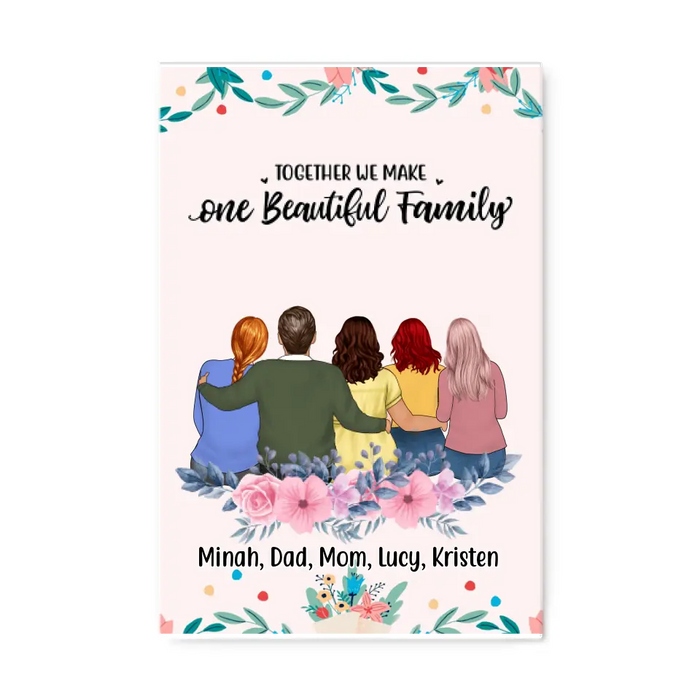 Together We Make One Beautiful Family - Personalized Gifts Custom Canvas for Family for Mom