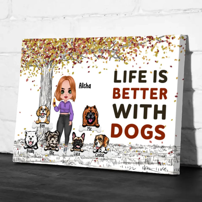 Up To 6 Dogs Just A Girl Who Loves Dogs - Personalized Canvas For Her, Dog Mom, Dog Lovers