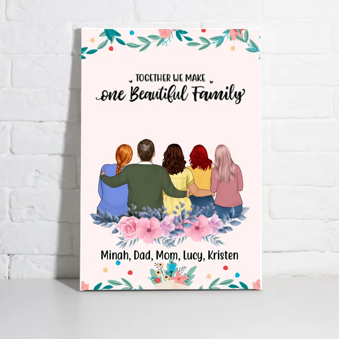 Together We Make One Beautiful Family - Personalized Gifts Custom Canvas for Family for Mom