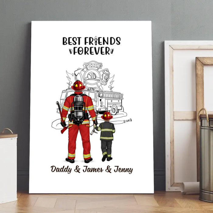 Best Friends Forever - Personalized Gifts Custom Firefighter Canvas for Mom and Dad, Firefighter Gifts