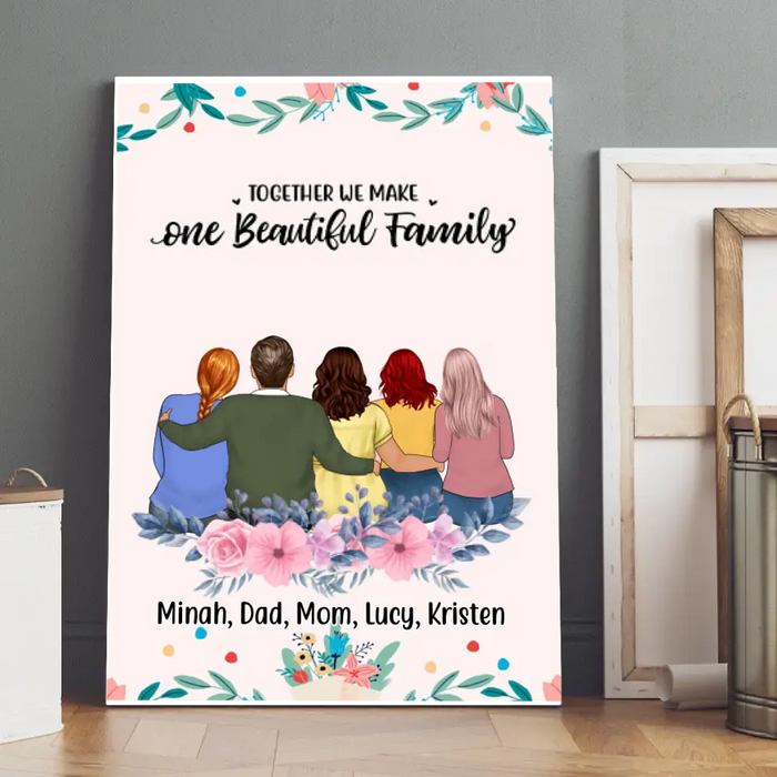 Together We Make One Beautiful Family - Personalized Gifts Custom Canvas for Family for Mom