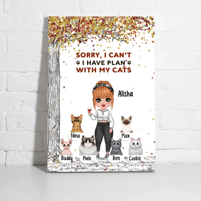 Up To 6 Cats Just A Girl Who Loves Cats - Personalized Canvas For Her, Cat Mom, Cat Lovers