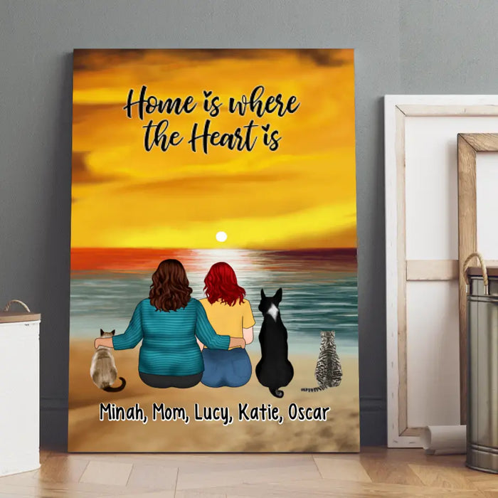 Home Is Where The Heart Is - Personalized Canvas For Mom, Daughters, Dog Lovers, Cat Lovers