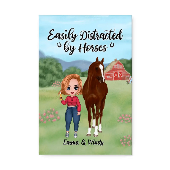 Easily Distracted By Horses - Personalized Canvas For Her, Horse Lovers