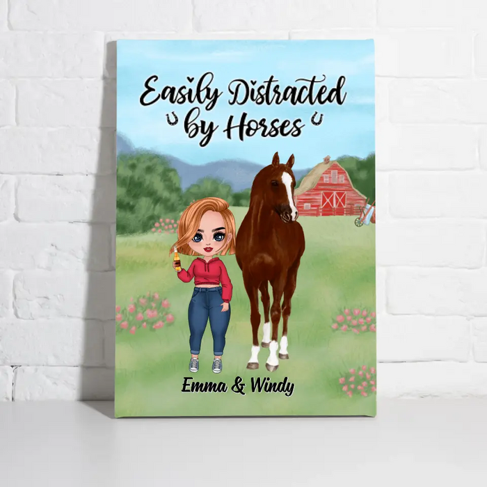 Easily Distracted By Horses - Personalized Canvas For Her, Horse Lovers