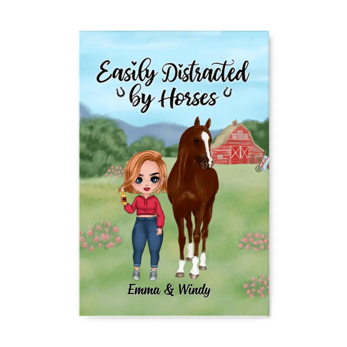 Easily Distracted By Horses - Personalized Canvas For Her, Horse Lovers