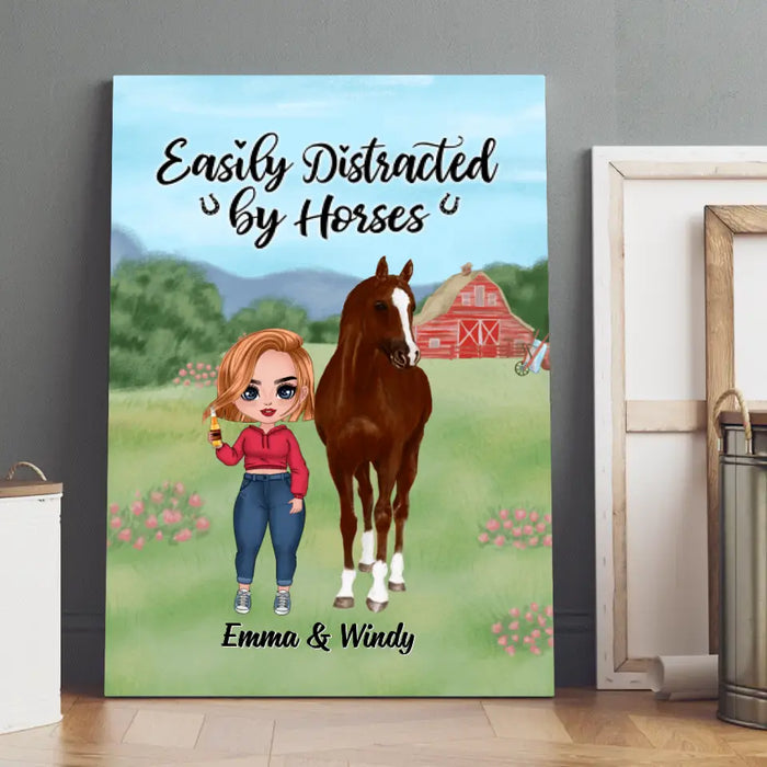 Easily Distracted By Horses - Personalized Canvas For Her, Horse Lovers