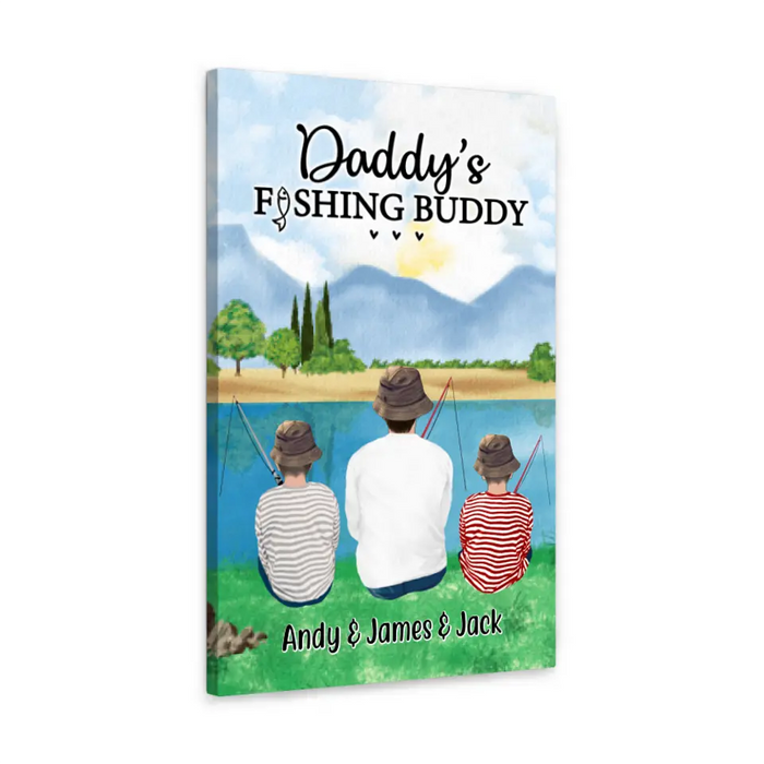 Daddy's Fishing Buddy - Personalized Gifts Custom Fishing Canvas for Kids for Dad, Fishing Lovers