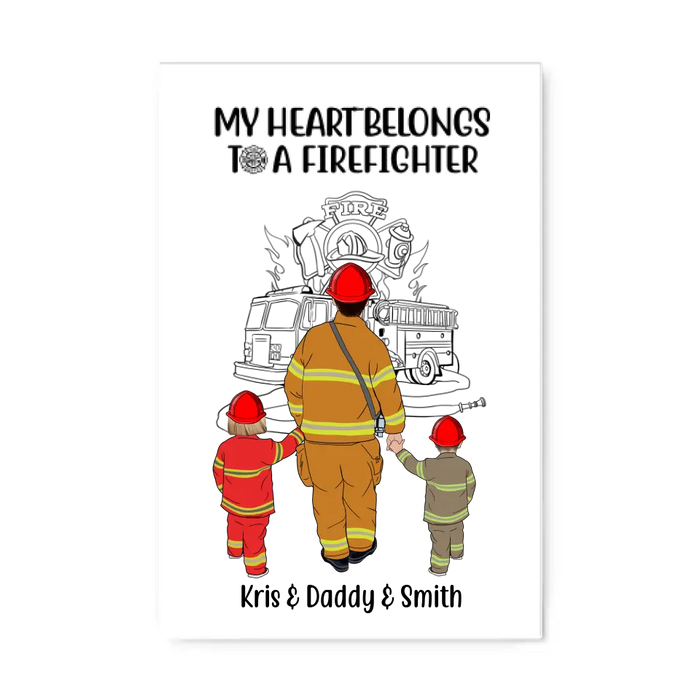 My Heart Belongs To A Firefighter - Personalized Gifts Custom Firefighter Canvas For Family For Mom, Firefighter Gifts