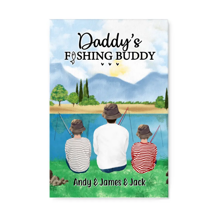 Daddy's Fishing Buddy - Personalized Gifts Custom Fishing Canvas for Kids for Dad, Fishing Lovers