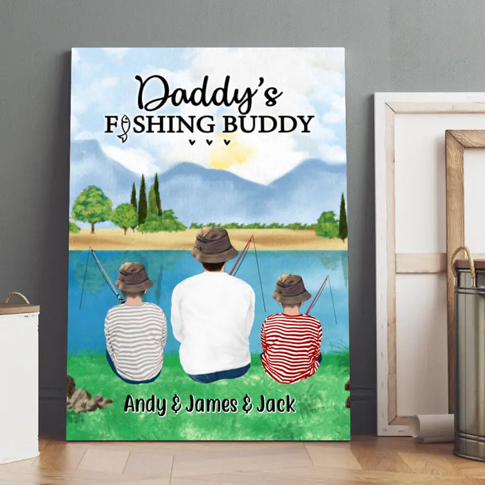 Daddy's Fishing Buddy - Personalized Gifts Custom Fishing Canvas for Kids for Dad, Fishing Lovers