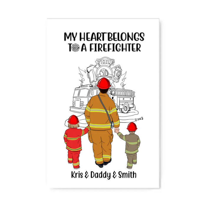 My Heart Belongs To A Firefighter - Personalized Gifts Custom Firefighter Canvas For Family For Mom, Firefighter Gifts