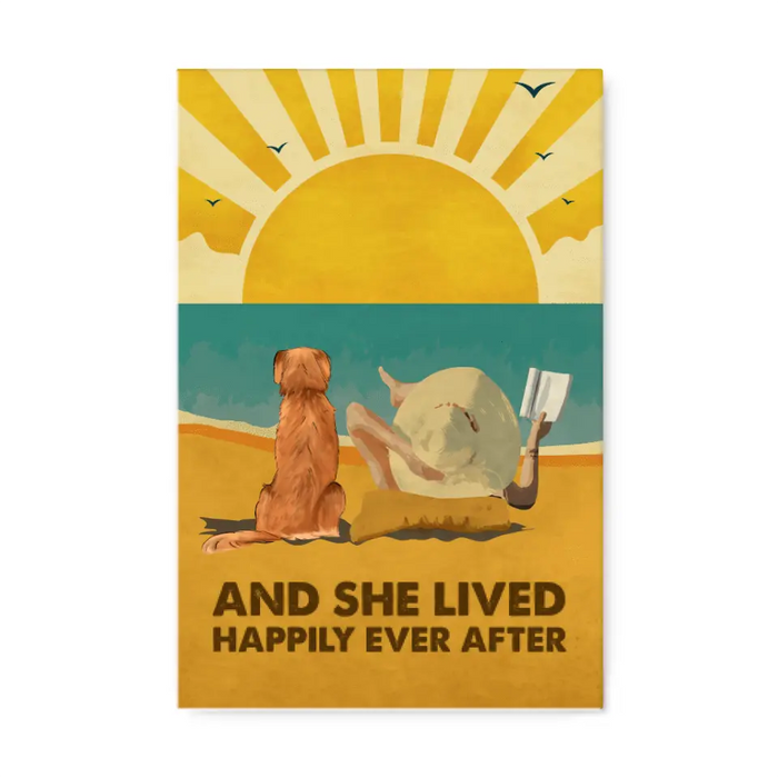 And She Lived Happily Ever After - Personalized Canvas For Dog Lovers, Beach