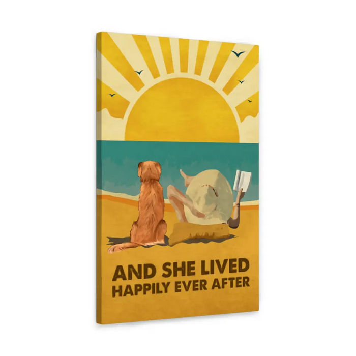 And She Lived Happily Ever After - Personalized Canvas For Dog Lovers, Beach