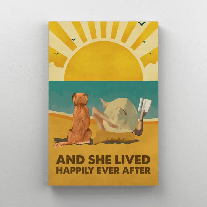 And She Lived Happily Ever After - Personalized Canvas For Dog Lovers, Beach