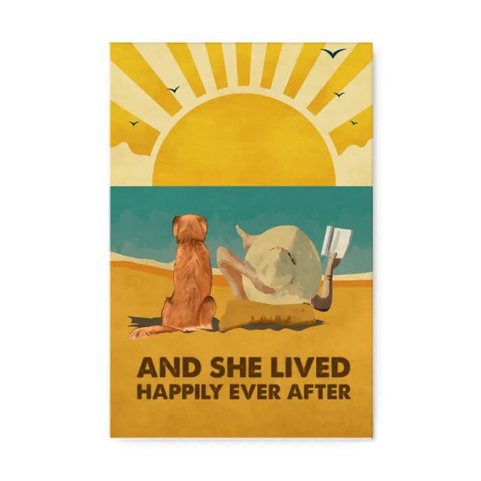 And She Lived Happily Ever After - Personalized Canvas For Dog Lovers, Beach