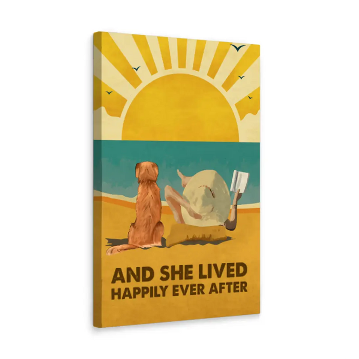 And She Lived Happily Ever After - Personalized Canvas For Dog Lovers, Beach