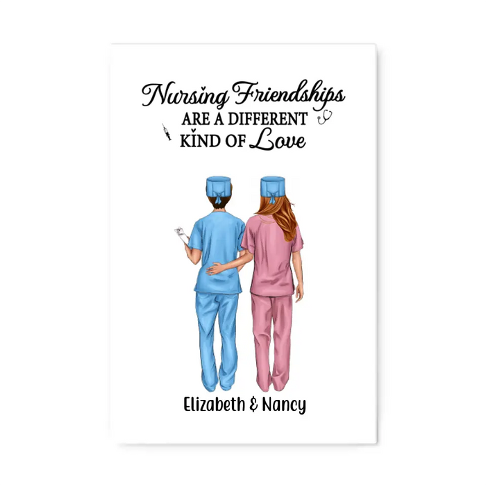 Nursing Is A Work Of Heart - Personalized Nurse Canvas, Nurse Best Friends, Gift for Nurses, Scrub Life