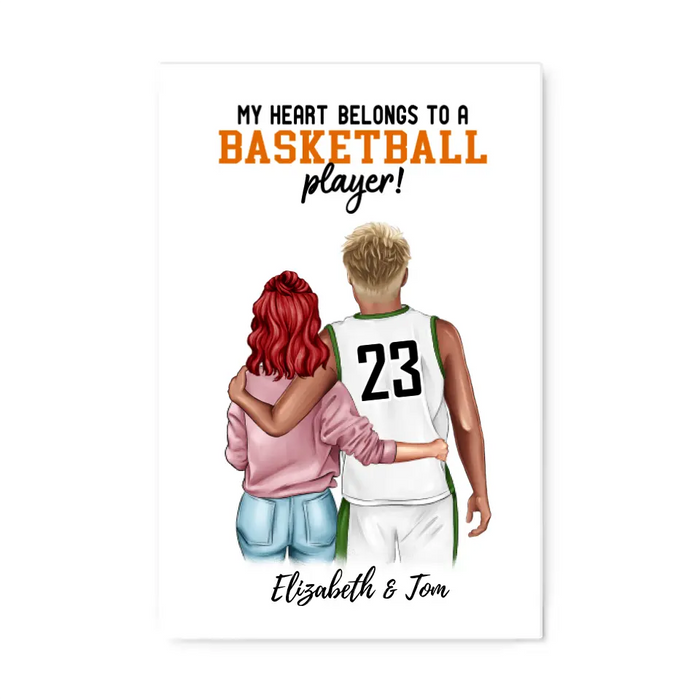 My Heart Belongs To A Basketball Player - Personalized Canvas For Her, For Him, For Couples