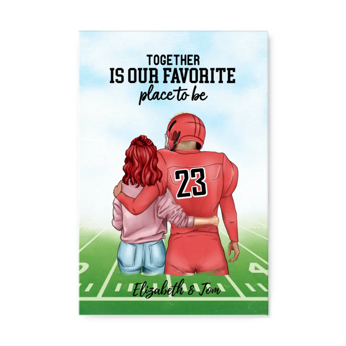 Together Is Our Favorite Place to Be - Personalized Canvas for Couples, American Football