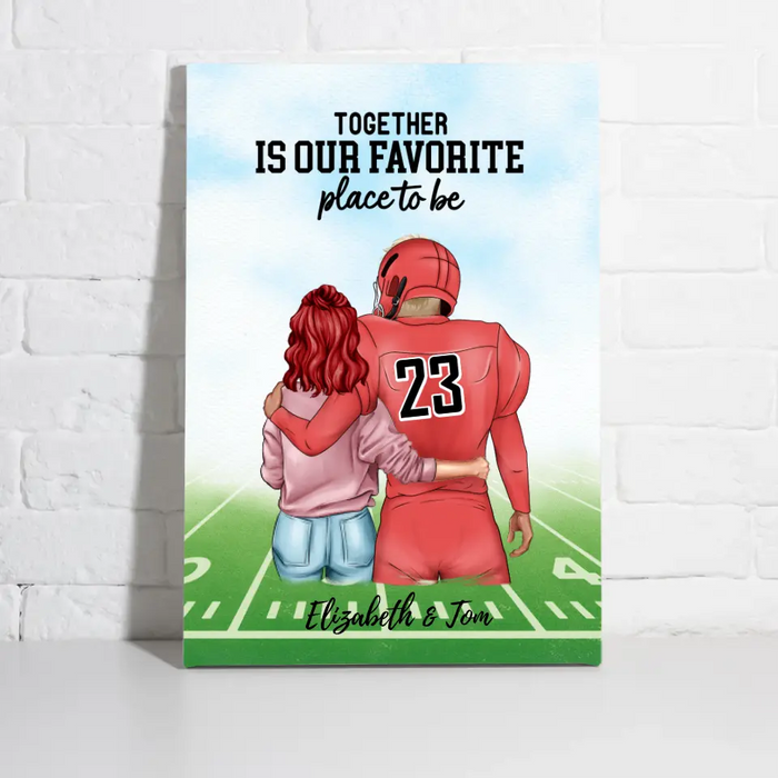 Together Is Our Favorite Place to Be - Personalized Canvas for Couples, American Football