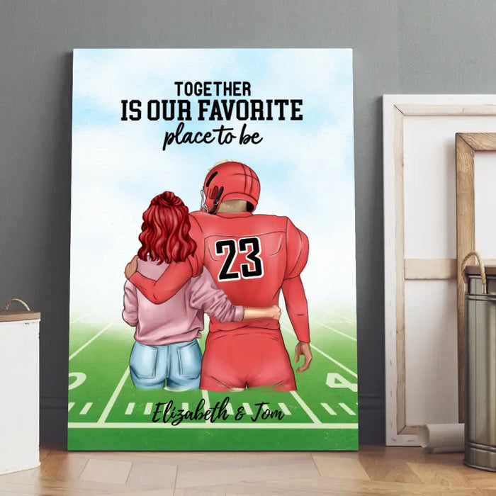 Together Is Our Favorite Place to Be - Personalized Canvas for Couples, American Football