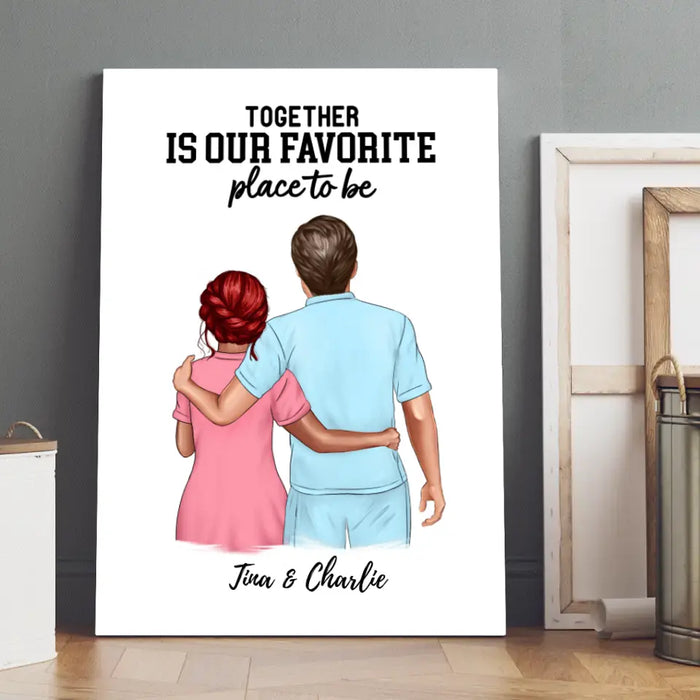 Together Is Our Favorite Place to Be - Personalized Canvas for Couples, Tennis Lovers