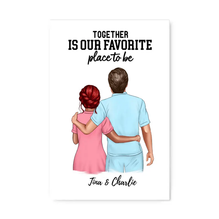 Together Is Our Favorite Place to Be - Personalized Canvas for Couples, Tennis Lovers