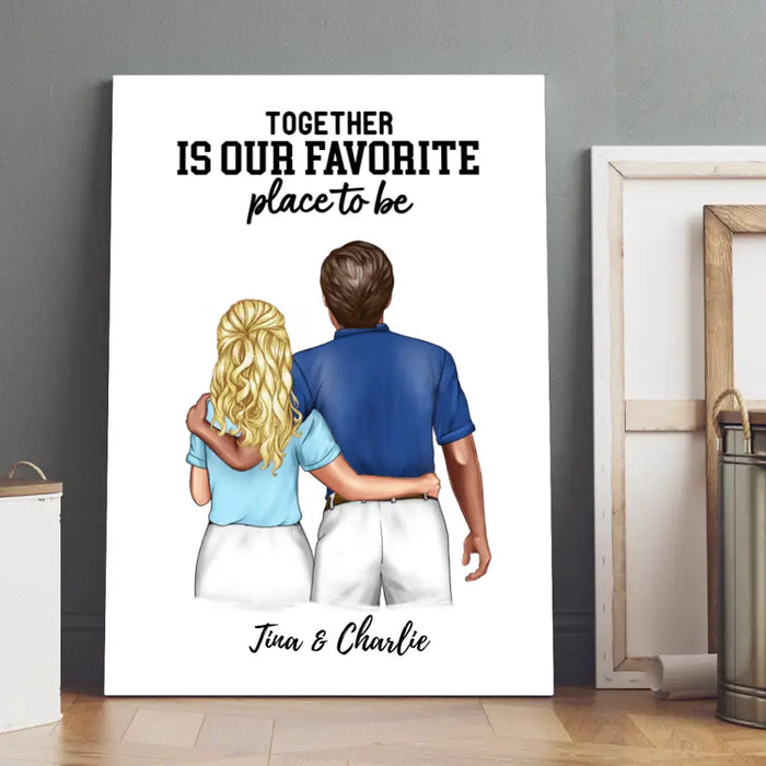 Together Is Our Favorite Place to Be - Personalized Canvas for Couples, Golf Lovers