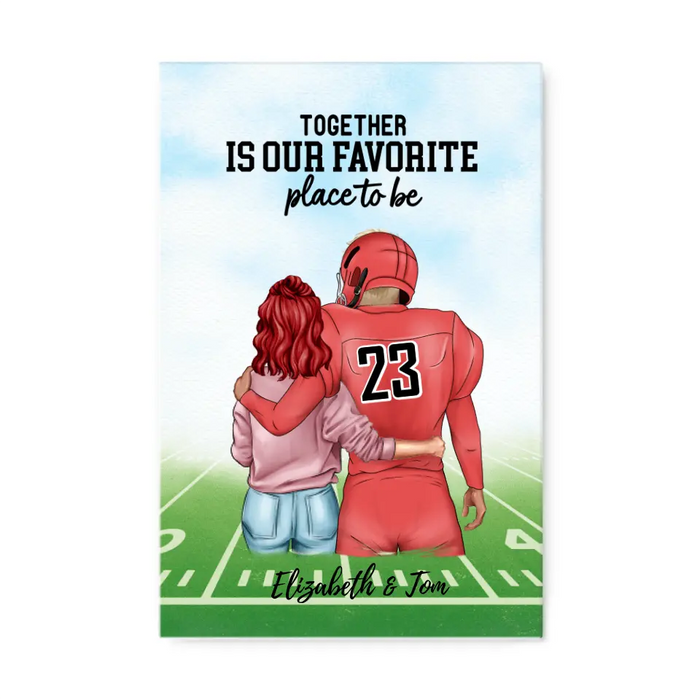 Together Is Our Favorite Place to Be - Personalized Canvas for Couples, American Football