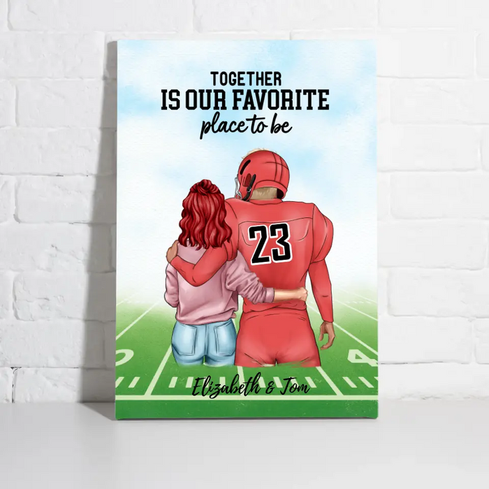 Together Is Our Favorite Place to Be - Personalized Canvas for Couples, American Football