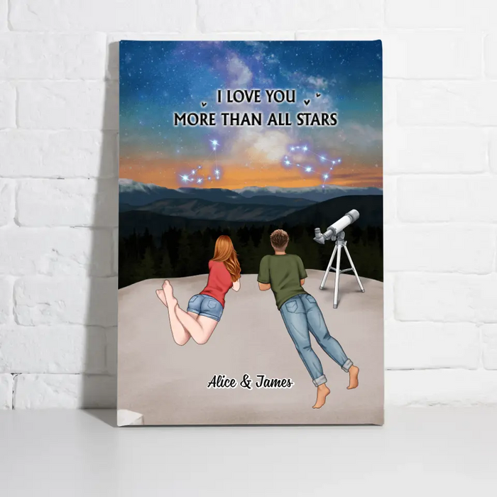 I Love You More Than All Stars - Personalized Gifts Custom Astronomy Canvas for Family, Couples, and Astronomy Lovers